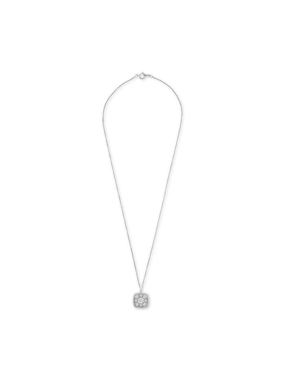 Diamond Cushion Cluster 18" Pendant Necklace (1/10 ct. t.w.) in Sterling Silver - Picture 3 of 5